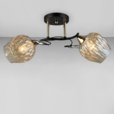 Люстра cтельова Light House SR-19372/2 BK+FGD L460*W220*H230 E27 чорний + золото, колір плафонів медовий