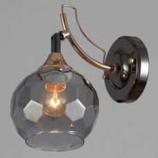 Настінний світильник Бра Light House SR-19373/1W FGD+BCH L290*W10*H0 E27 чорний хром + золото, колір плафону димчастий