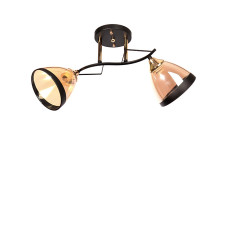 Люстра стельова Light House SR-19378/2 BK+FGD L490*W140*H270 E27 колір чорний + золото, плафон димчастий