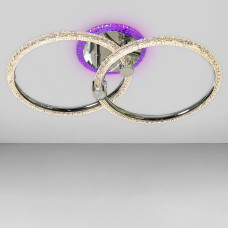 Люстра стельова світлодіодна LED SC-19382/2C CR PK/BU/PL 60W+8W 480*280*160, колір хром