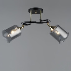 Люстра стельова Light House SR-19378/2 BK+FGD L490*W140*H270 E27 колір чорний + золото, плафон димчастий