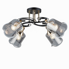 Люстра стельова Light House SR-19378/4 BK+FGD D620*H270 E27 колір чорний + золото, плафон димчастий