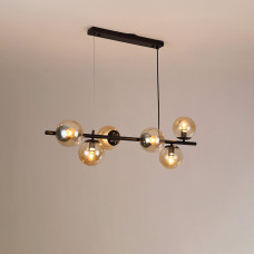 Люстра підвісна молекула Light House SRS-19385/6D BK колір чорний, плафон медовий 