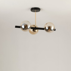 Люстра стельова Light House SRS-19386/3D BK+GD колір чорний + золото, плафон медовий 
