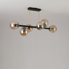 Люстра стельова Light House SRS-19386/6D BK+GD колір чорний + золото, плафон медовий 