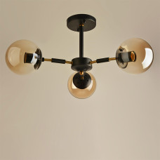 Люстра стельова Light House SRS-19387/3A BK+COPPER колір чорний + мідний, плафон медовий