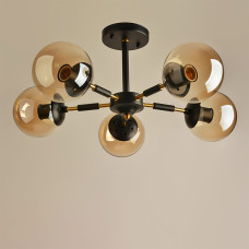 Люстра стельова Light House SRS-19387/5A BK+COPPER колір чорний + мідний, плафон медовий 