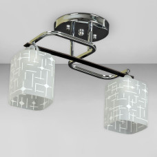 Люстра стельова Light House SH-19396/2 CR 400*160*250 E27*2 колір хром, плафони білі з візерунком