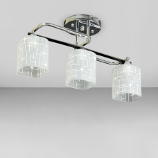 Люстра стельова Light House SH-19396/3 CR 510*160*250 E27*3 колір хром, плафони білі з візерунком