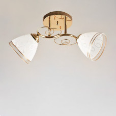 Люстра стельова Light House SH-19397/2 FG 500*500*230 E27 колір золото, плафони білі з візерунком
