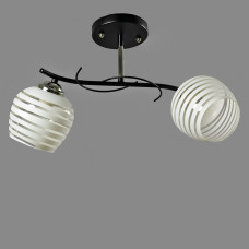 Люстра стельова Light House SW-18747/2 CR+BK 480*260*260 колір чорний + хром, плафони білі з прозорим