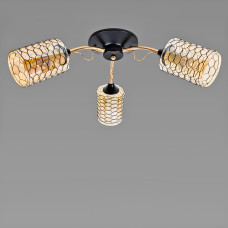 Люстра стельова Light House SRS-19403/3 чорний + золото, плафони янтарний 