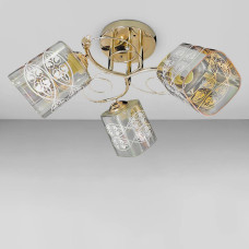 Люстра стельова Light House SRS-19404/3 колір золото, плафони з візерунком