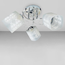 Люстра стельова Light House SRS-19405/3 колір хром, плафони білі з візерунком