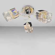 Люстра стельова Light House SRS-19407/3 колір золото, плафони прозорі з візерунком