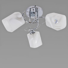 Люстра стельова Light House SRS-19409/3 CR колір хром, плафони білі з візерунком
