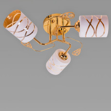 Люстра стельова Light House SRS-19410/3 FG колір золото, плафони білі з візерунком