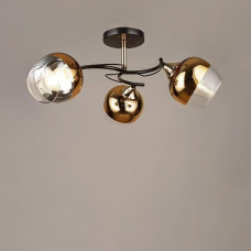 Люстра стельова SRS-19411/3 BK+FGD чорний + золото, плафон золото з прозорим