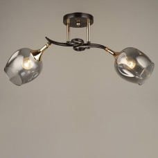 Люстра стельова Light House SRS-19412/2 COFFEE+FGD чорний + золото, плафон димчастий 