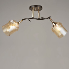 Люстра стельова Light House SRS-19413/2 COFFEE+FGD чорний + золото, плафон бурштиновий 