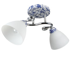 Люстра стельова Light House SRS-19433/2 білий з синім візерунком + хром, плафон білий