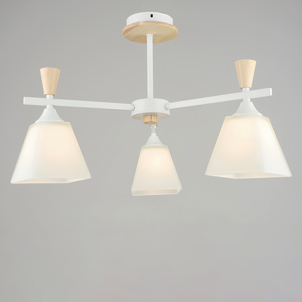 Зображення Люстра стельова декоративна Light House SRS-19435/3 WT+WOOD білий+ бежевий, плафон білий ИМ Light-Deco 