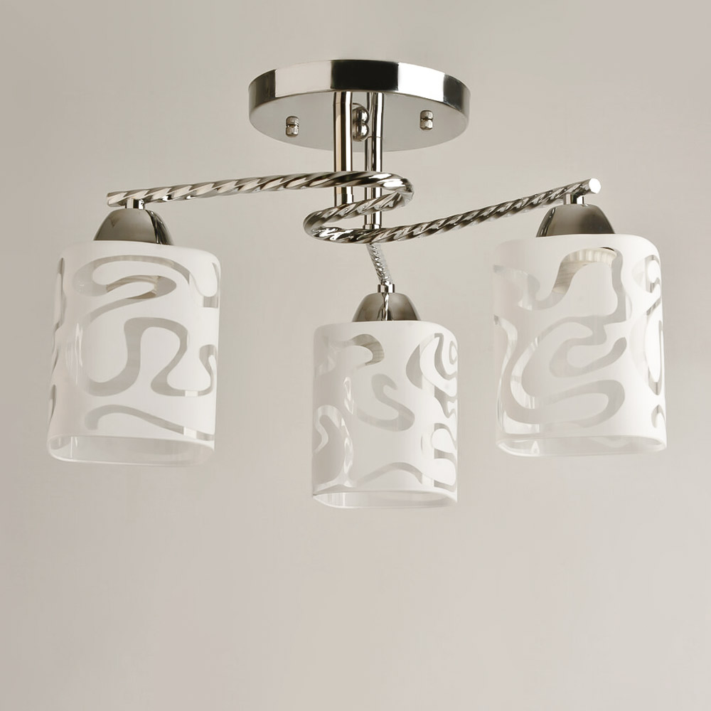 Зображення Люстра стельова Light House SRS-19444/3А хром, плафон білий з прозорим ИМ Light-Deco 