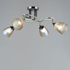 Люстра стельова Light House SRS-19481/4 AB+BK чорний + бронза, плафон бурштиновий