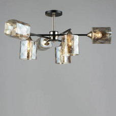 Люстра стельова Light House SRS-19482/6 BK+FGD чорний + золото, колір плафонів янтарний