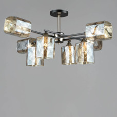 Люстра стельова Light House SRS-19482/8 BK+FGD чорний + золото, колір плафонів янтарний 