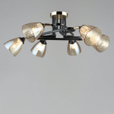 Люстра стельова Light House SRS-19483/6 BK+FGD чорний + золото, колір плафонів янтарний 