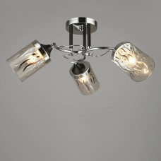 Люстра стельова Light House SRS-19485/3 BK+CH чорний + хром, плафон прозорий з візерунком