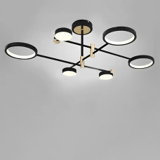 Люстра стельова світлодіодна LED Light House SY-19494/3+3 BK+FGD 990*845*180 102W чорний + золото