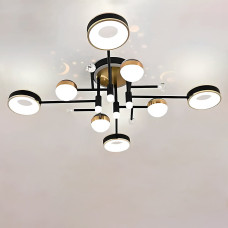 Люстра стельова світлодіодна LED Light House SY-19496/4+4+4 BK+CP D960*H200 84W+8W чорний + золото