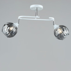 Люстра стельова Light House SRS-19502/2 WT+CH з поворотним механізмом колір білий + хром, плафон сірий 