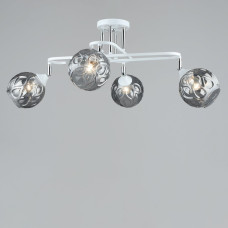 Люстра стельова Light House SRS-19502/4 WT+CH з поворотним механізмом колір білий + хром, плафон сірий 