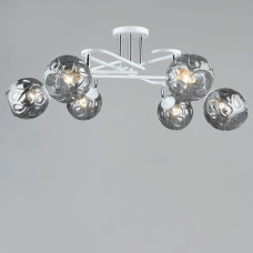 Люстра стельова Light House SRS-19502/6 WT+CH з поворотним механізмом колір білий + хром, плафон сірий