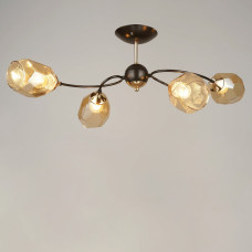 Люстра стельова Light House SRS-19503/4 колір чорний + золото, плафон бурштиновий 