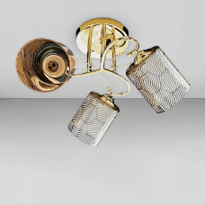 Люстра стельова Light House SRS-19506/3 золото, плафон бурштиновий з візерунком