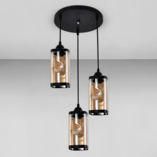Люстра підвісна Light House SRS-19511/3 BK колір чорний, плафон бурштиновий