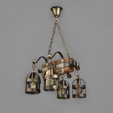 Люстра підвісна дерев'яна Light House DL-13021 чорний + патина + золото