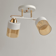 Люстра стельова Light House SRS-19466/2А WT + FG білий + золото, плафон білий + янтарний