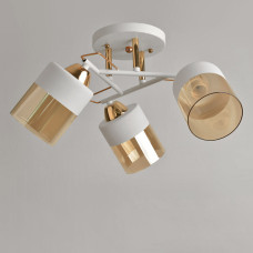 Люстра стельова Light House SRS-19466/3А WT+FG білий + золото, плафон білий + янтарний