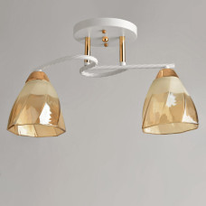 Люстра стельова Light House SRS-19467/2 WT+FG білий + золото, плафон білий + янтарний