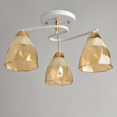 Люстра стельова Light House SRS-19467/3 WT+FG білий + золото, плафон білий + янтарний
