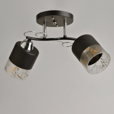 Люстра стельова Light House SRS-19470/2А BK+CR чорний + хром, плафон чорний + прозорий