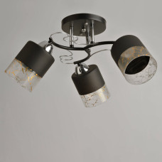 Люстра стельова Light House SRS-19470/3А BK+CR чорний + хром, плафон чорний + прозорий