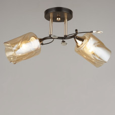 Люстра стельова Light House SRS-19526/2 BK+FGD чорний + золото, плафон бурштиновий 