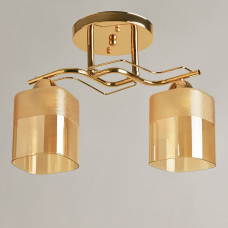 Люстра стельова Light House SH-19532/2 FG 340*160*250 колір золото, плафон бурштиновий 