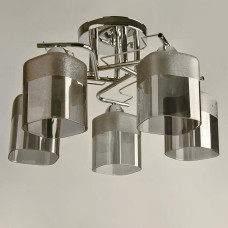 Люстра стельова Light House SH-19533/5 CR 480*480*250 Колір хром, плафон димчастий